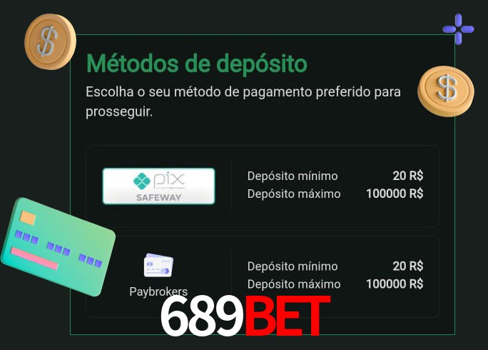 O cassino 689Bet oferece uma grande variedade de métodos de pagamento